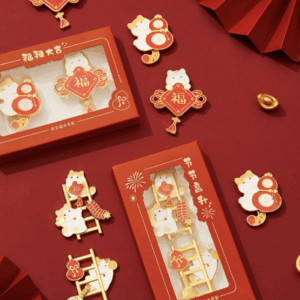 Lucky Cat & Chinese Character Blessing Fridge Magnet