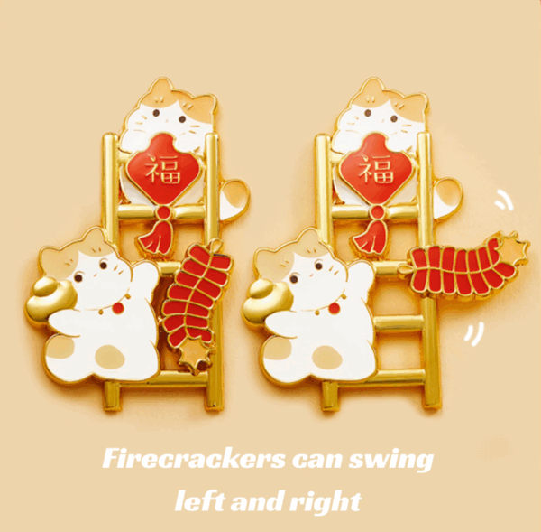 Lucky Cat & Chinese Character Blessing Fridge Magnet - Image 3