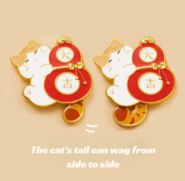 Lucky Cat & Chinese Character Blessing Fridge Magnet - Image 6