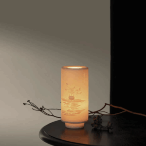 Slender Gold Script – Ceramic Candleholder Lamp Shade