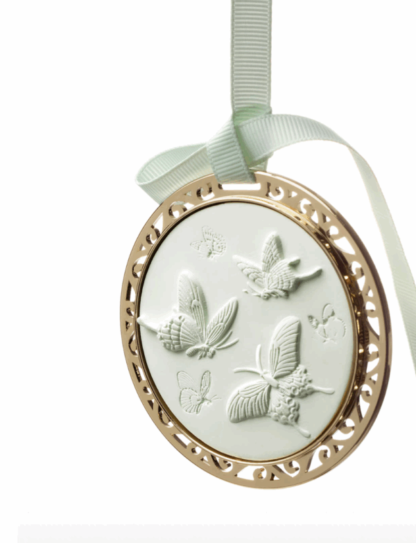 Sunny Spring Butterfly Play - Metal Relief Aromatherapy Pendant - Image 3