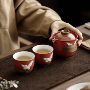 Auspicious Crane Pattern Teapot and Teacup Set